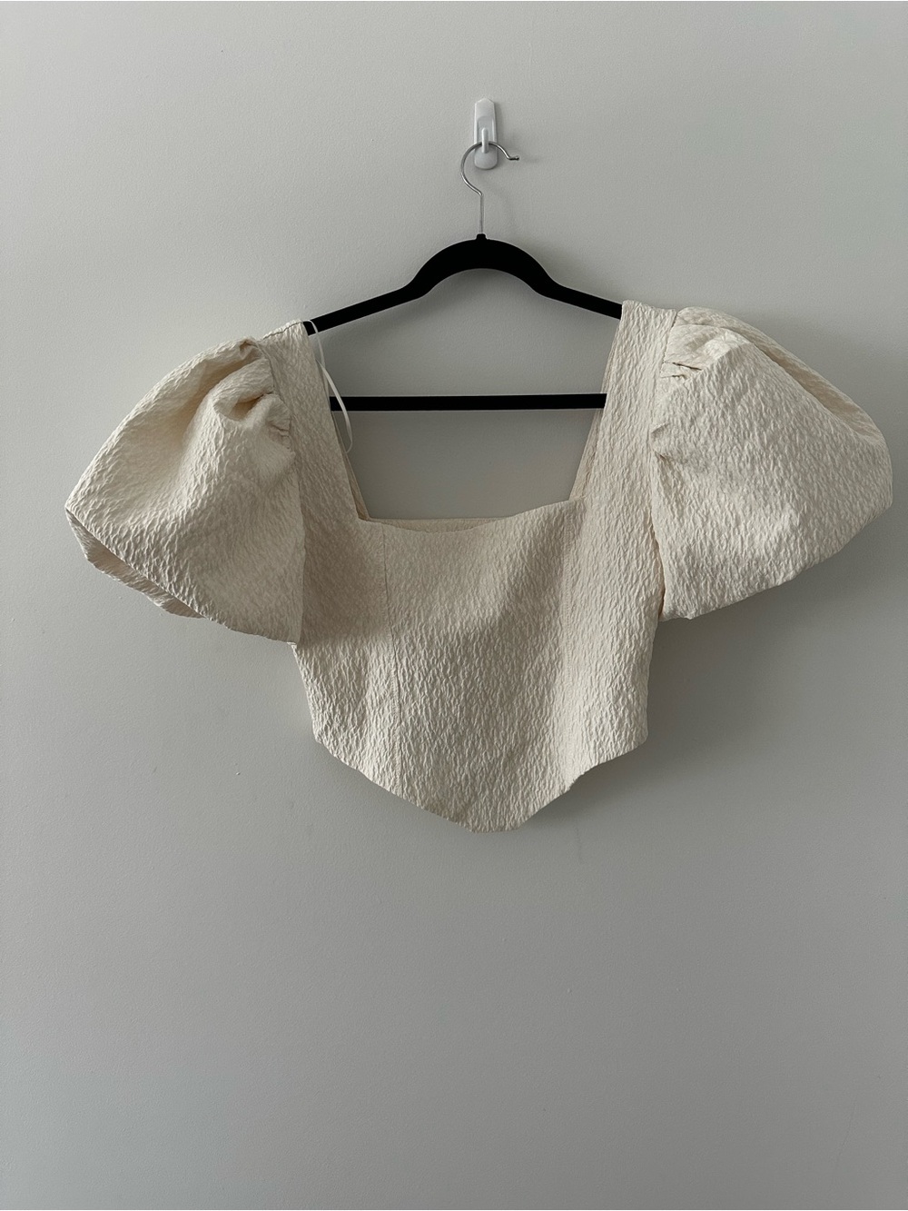 NWT Zara Puff Sleeve Textured Top - Picture 2 of 4